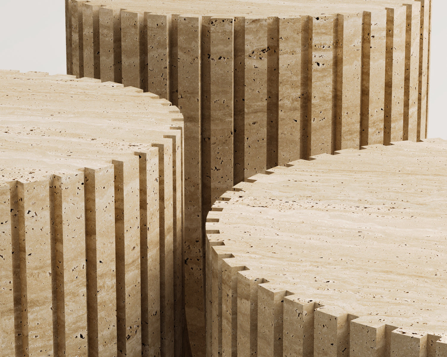 Holz-Traverten Orta Sehpa