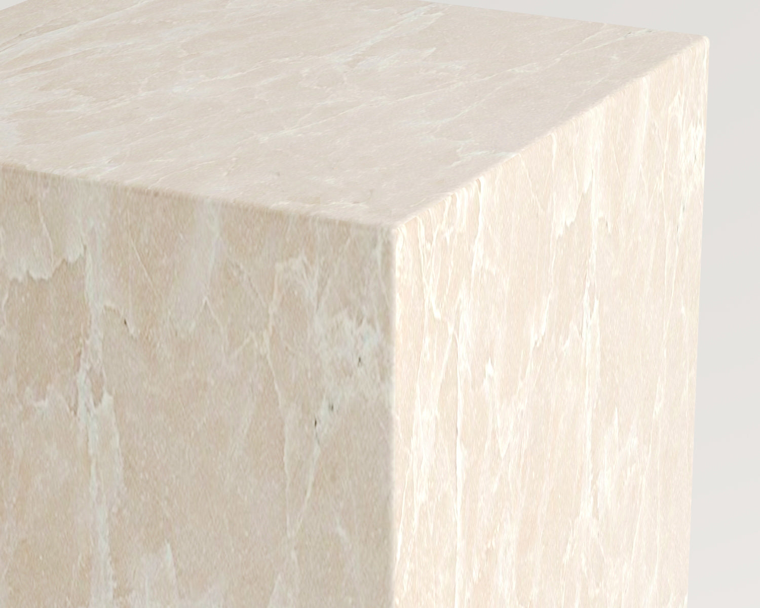 Romeo - Burdur Bej Mermer Küp Yan Sehpa