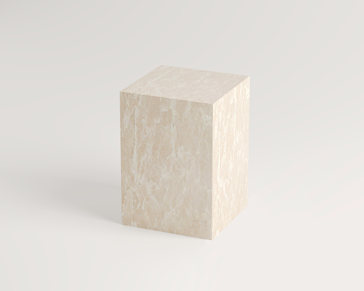 Romeo - Burdur Bej Mermer Küp Yan Sehpa