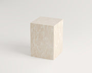 Romeo - Burdur Bej Mermer Küp Yan Sehpa